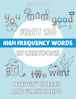 
      First 130 High Frequency Words in Cartoons: Activity Sheets and Flash Cards Book Cover